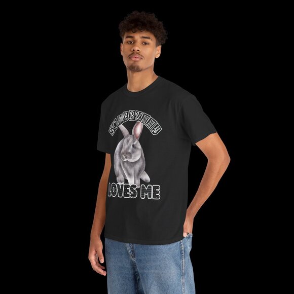 BW Somebunny Loves Me T-shirt Rabbit Lovers Tee Adult Easter bunny gift - Picture 8 of 8